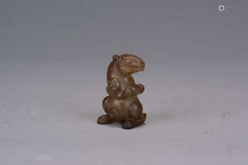 A smoky crystal carved bear