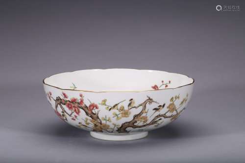 A famille rose 'peach and plum blossom' bowl