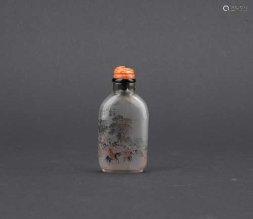 Li Kechang: inside-painted crystal 'eighteen scholar' snuff bottle