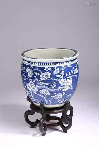 A blue and white 'plum blossom' jardiniere