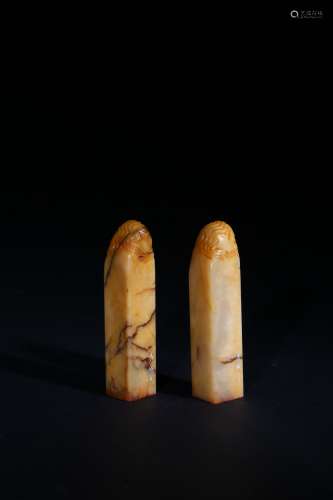 A pair of shoushan soapstone seals