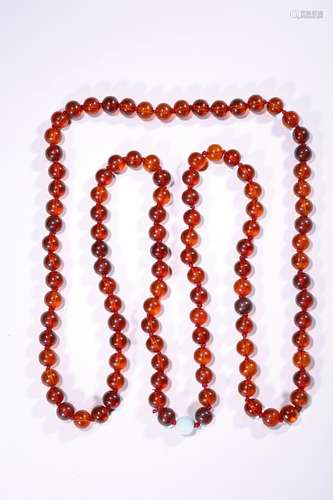 An amber bead necklace