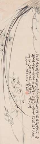 Xu Shichang: color and ink on paper 'orchids' painting
