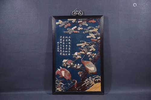 A ROSEWOOD LACQUER BASE SQUARE HANGING SCREEN, QING DYNASTY