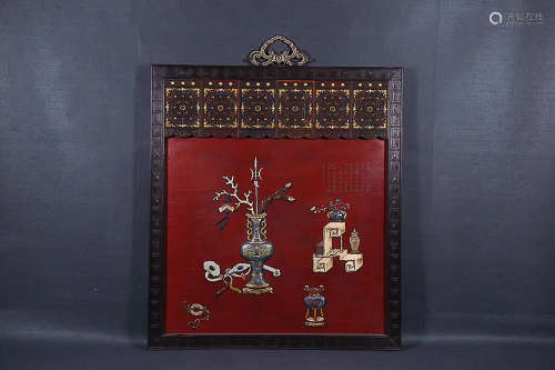 A QING PALACE STYLE RED SANDALWOOD HANGING PANEL
