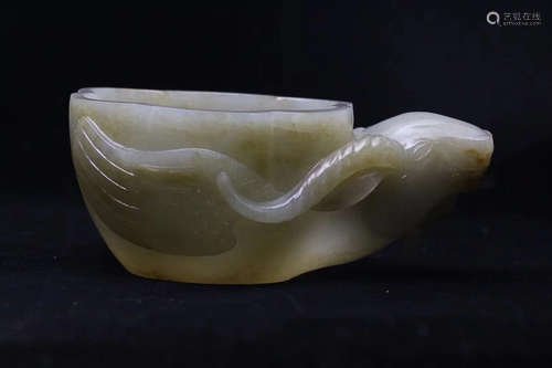 17-19TH CENTURY, AN OLD TIBETAN HETIAN JADE WATER WASH, QING DYNASTY