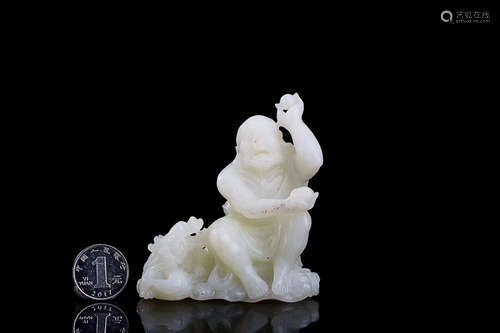 A CHUAN HUI HETIAN WHITE JADE HANDPIECE