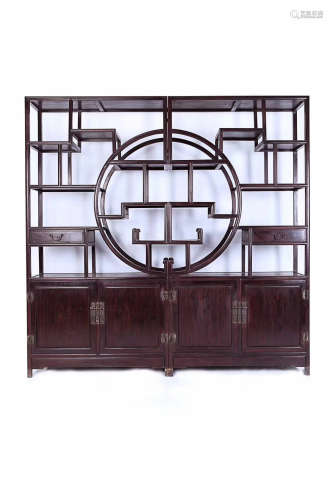 A PAIR OF ROSEWOOD COMBINATION ANTIQUE SHELVES, QING DYNASTY( 17TH-20TH CENTURY)