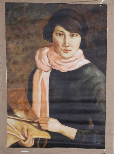 CHINESE OIL PAINTING OF GIRL ON CANVOS