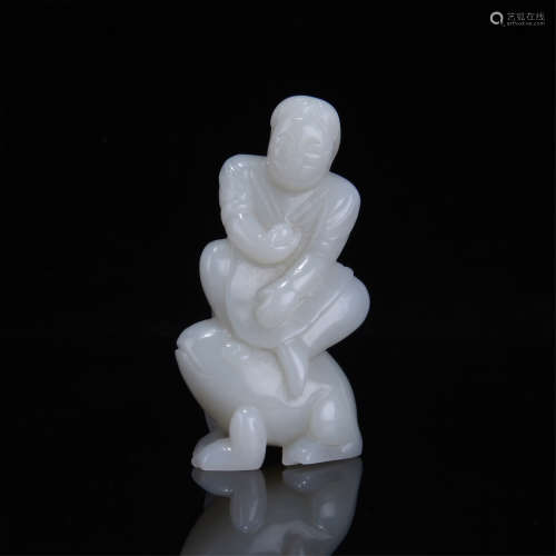 CHINESE JADE BOY ON TOAD