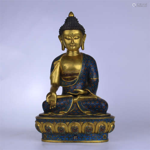 CHINESE CLOISONNE SEATED BUDDHA