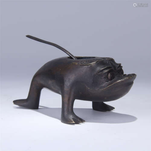 CHINESE BRONZE TOAD WATER DROPPER