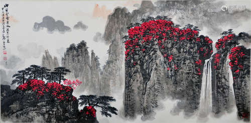 CHINESE SCROLL PAINTING OF MOUNTAIN VIEWS