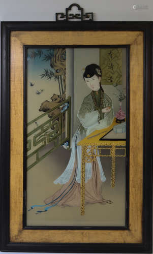 Chinese old painting on glass