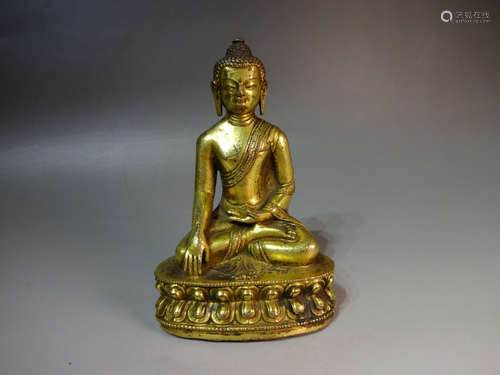 A chinese 15c bronze gilding statue