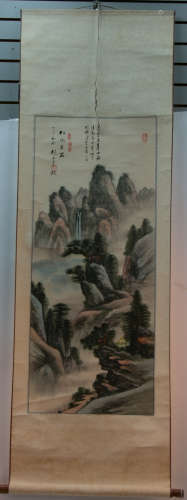 A chinese ink wash painting on paper