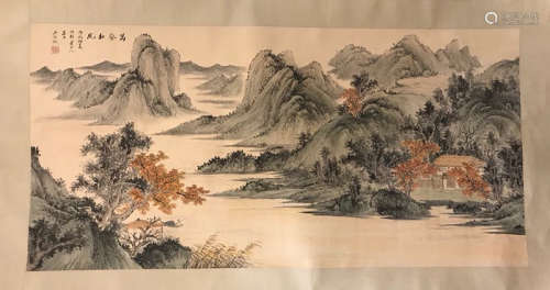 A chinese ink wash painting Wu Hu Fan marked