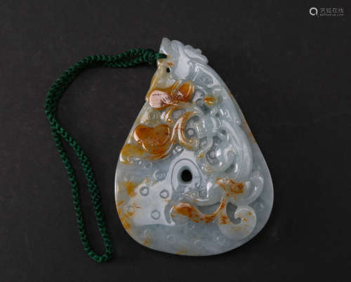 Chinese jadeite carved qilong with skin