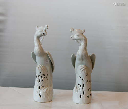 A pair of chinese white porcelain statues