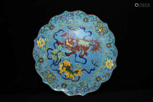 A BRONZE CLOISONNE PLATE