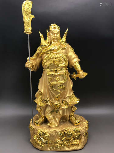 A BRONZE GUAN YU FIGURE