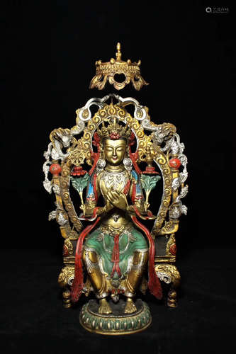 A FINE DECORATED BRONZE BUDDHA FIGURE