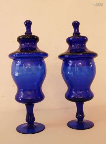 Pair of blue glass Goblets