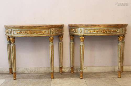 Pair of Demi Lune Consoles