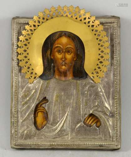 Icon of Christ Pantocrator with embossed and chase