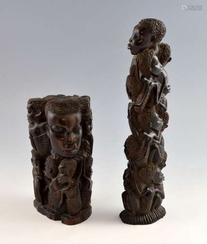 African carvings in tropical hardwood, tower of fi