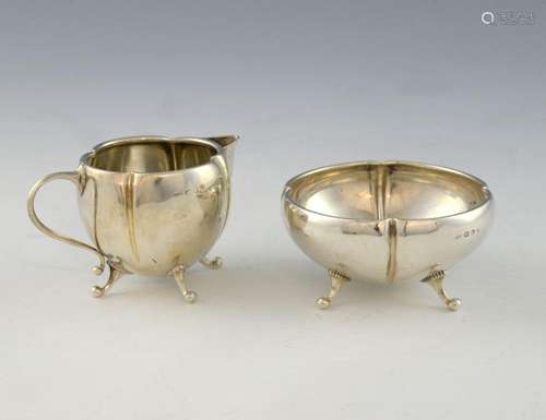 1960's Dutch silver cream jug and sugar bowl with