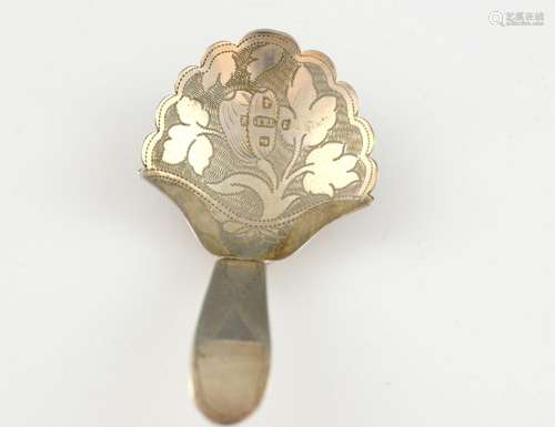 William IV silver caddy spoon, with bright-cut dec