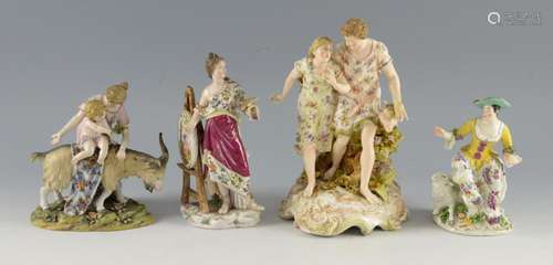 Muller Dresden figural group of a woman with goat