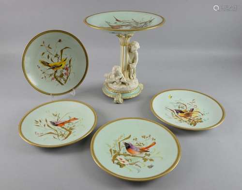 Royal Worcester cake stand with hand painted birds