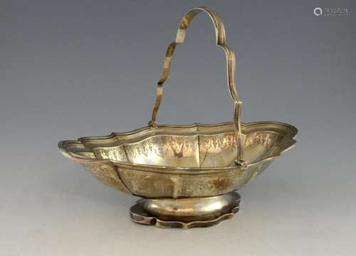 George III silver swing handled basket with serpen