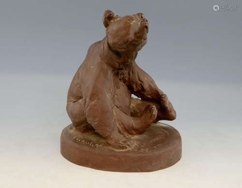 Meissen Buttger Steinzeug stoneware bear, after Au