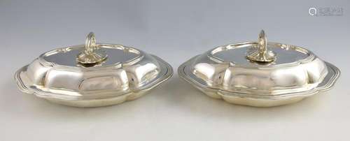 Pair of Victorian silver entree dishes and covers