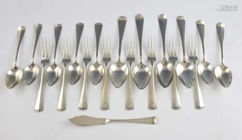 Eight 1920's Dutch silver forks and four dessert s