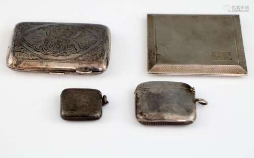 George V silver cigarette case with engine turned