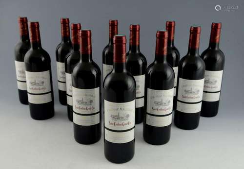 Twelve bottles of 2003 vintage Chateau Malineau Sa