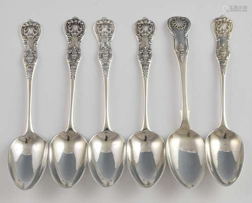 Five Victorian Scottish silver Queen's pattern tea