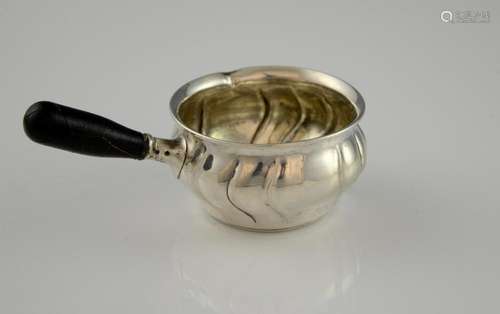 Danish silver brandy warming pan, the fluted body