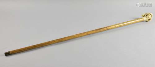 19th century fruitwood walking stick with Ivory fi