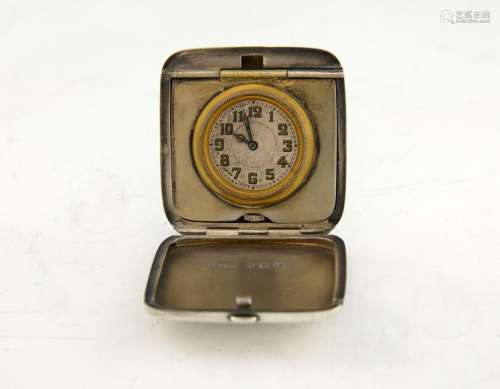 George V silver folding watch stand of plain form,