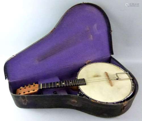 J G Abbott and Co Banjo in carrying case