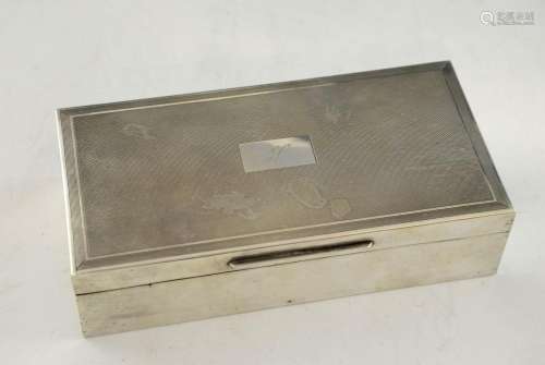 Modern silver cigarette case with engine turned de