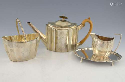 George III silver matched four piece tea service,
