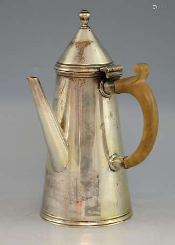 George V silver coffee pot of conical form, by Tho