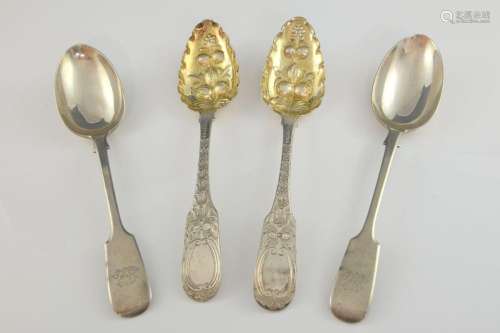 Pair of George III Irish silver berry spoons, by S