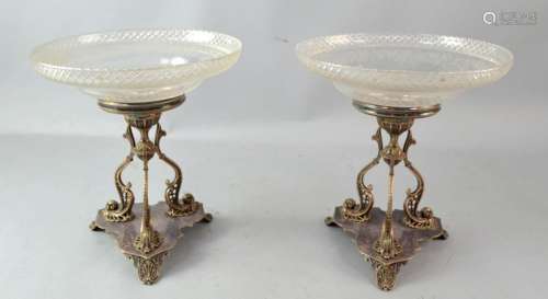 Pair of 19th century silver plated and cut glass c